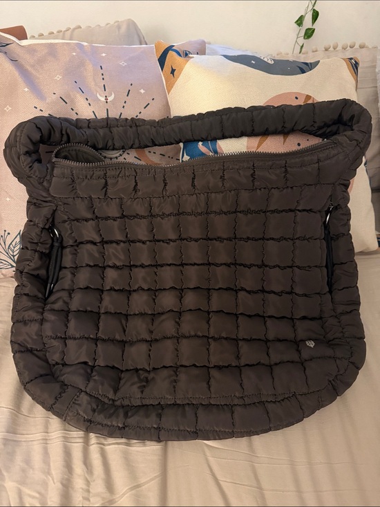 FP Movement by Free People Handbags - FP Movement by Free People Quilted Puffer Shoulder Bag in Dark Brown